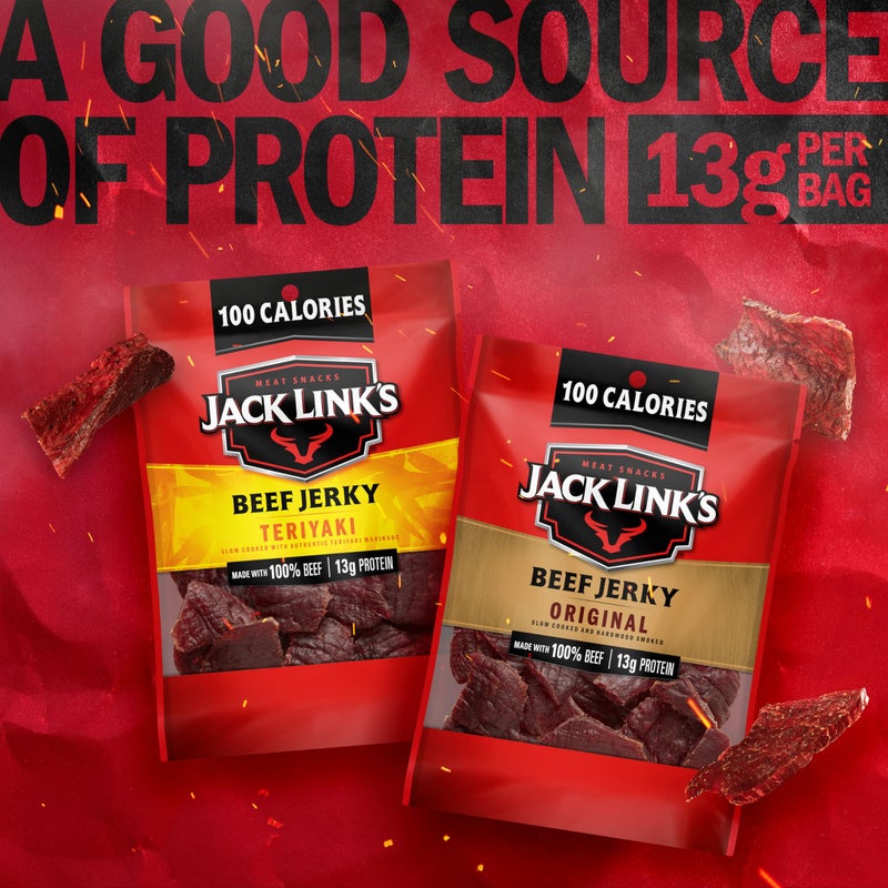 Jack Link's Beef Jerky Variety Pack - Includes Original and Teriyaki Jerky, Bulk Protein Snack Pack, Good Source of Protein, Meat Snacks Made with 100% Beef, Individual Bags - 1.25 Oz (Pack of 9) - Image 4